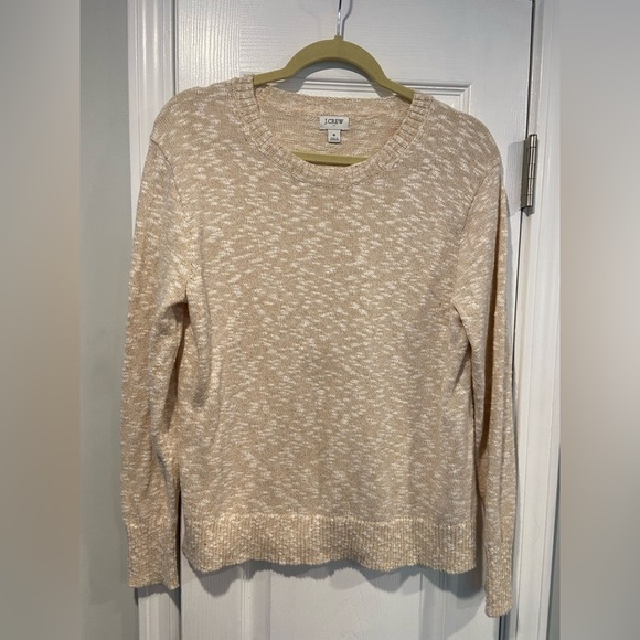 J. Crew Size S Crew Neck Beach Sweater Lightweight Loose Knit Cream Khaki - Picture 1 of 11